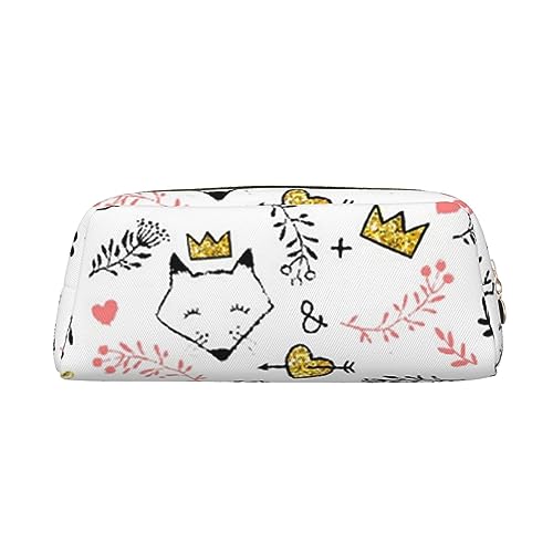 VACSAX Leder Bleistift Fall Liebe Cartoon Fuchs Druck Stift Fall Bleistift Tasche Leder Bleistift Beutel Schreibwaren Tasche, gold, Einheitsgröße, Taschen-Organizer von VACSAX