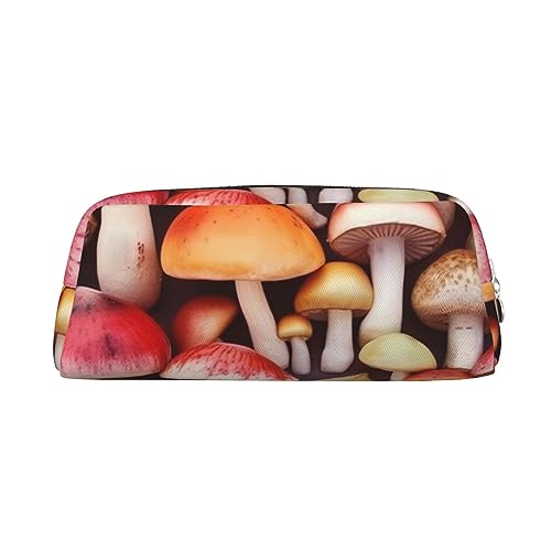 VACSAX Leder-Federmäppchen, farbige Pilze, Federmäppchen, Federmäppchen, Federmäppchen, Schreibwaren-Tasche, Organizer, silber, Einheitsgröße, W3e87ft3g8f von VACSAX