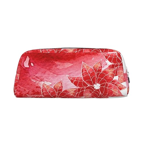 VACSAX Leder-Federmäppchen, rote Blumendruck, Federmäppchen, Federmäppchen, Federmäppchen, Schreibwaren-Tasche, Organizer, silber, Einheitsgröße, W3e87ft3g8f von VACSAX