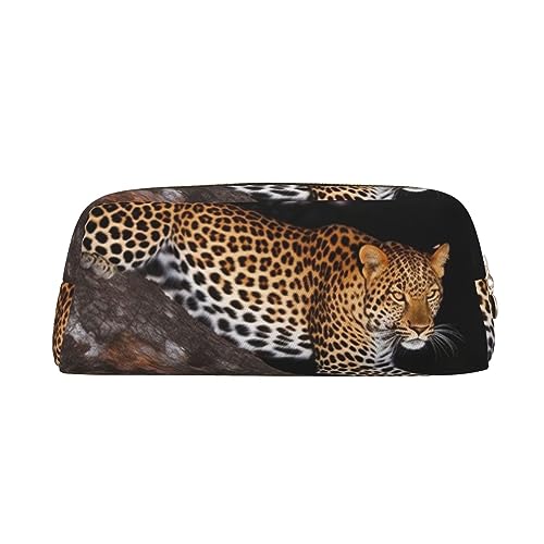 VACSAX Leder Federmäppchen Afrikanischer Leopardenmuster Federmappe Bleistift Tasche Leder Bleistift Tasche Schreibwaren Tasche, gold, Einheitsgröße, Taschen-Organizer von VACSAX