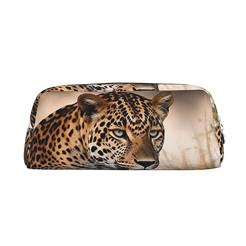 VACSAX Leder Federmäppchen Afrikanisches Tier Leopard Print Stifteetui Bleistift Tasche Leder Bleistift Tasche Schreibwaren Tasche, silber, Einheitsgröße, Taschen-Organizer von VACSAX