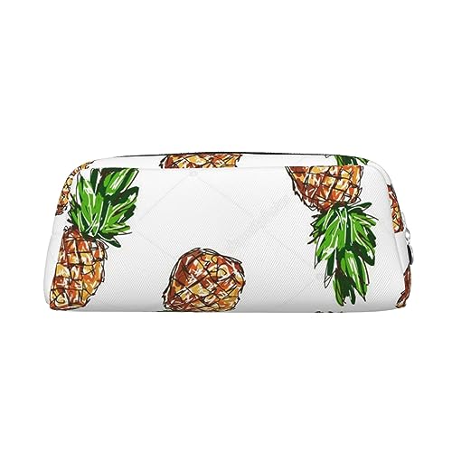 VACSAX Leder Federmäppchen Ananas Druck Stift Fall Bleistift Tasche Leder Bleistift Tasche Schreibwaren Tasche, silber, Einheitsgröße, Taschen-Organizer von VACSAX