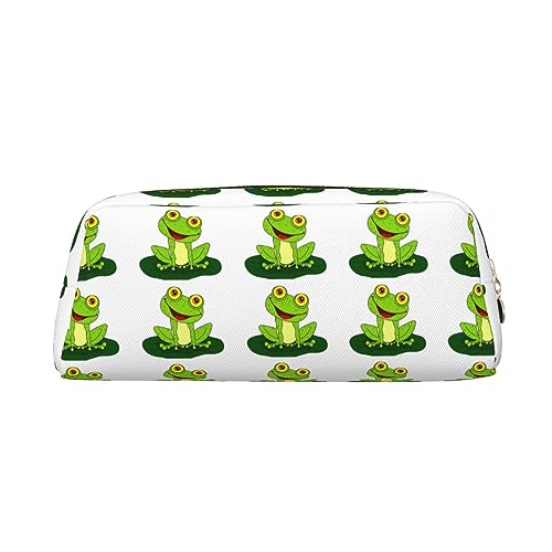 VACSAX Leder Federmäppchen Happy Frog Print Stifteetui Bleistift Tasche Leder Bleistift Tasche Schreibwaren Tasche, gold, Einheitsgröße, Taschen-Organizer von VACSAX