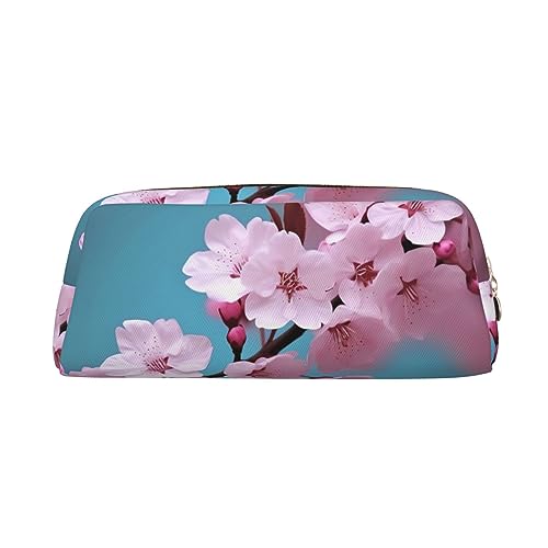 VACSAX Leder Federmäppchen Kirschblüte Drucken Stifteetui Bleistift Tasche Leder Bleistift Tasche Schreibwaren Tasche, gold, Einheitsgröße, Taschen-Organizer von VACSAX