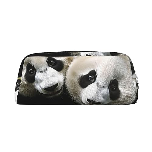 VACSAX Leder Federmäppchen Lovely Pandas Print Federmappe Bleistift Tasche Leder Bleistift Tasche Schreibwaren Tasche, silber, Einheitsgröße, Taschen-Organizer von VACSAX