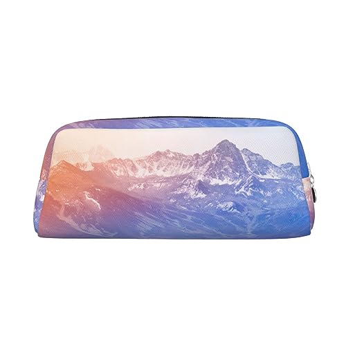 VACSAX Leder Federmäppchen Misty Mountain Print Stift Fall Bleistift Tasche Leder Bleistift Tasche Schreibwaren Tasche, silber, Einheitsgröße, Taschen-Organizer von VACSAX