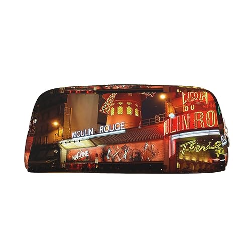 VACSAX Leder Federmäppchen Moulin Rouge Drucken Stifteetui Bleistift Tasche Leder Bleistift Tasche Schreibwaren Tasche, gold, Einheitsgröße, Taschen-Organizer von VACSAX