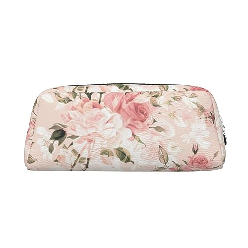 VACSAX Leder Federmäppchen Pflanze Blumen Drucken Stift Fall Bleistift Tasche Leder Bleistift Tasche Schreibwaren Tasche, silber, Einheitsgröße, Taschen-Organizer von VACSAX