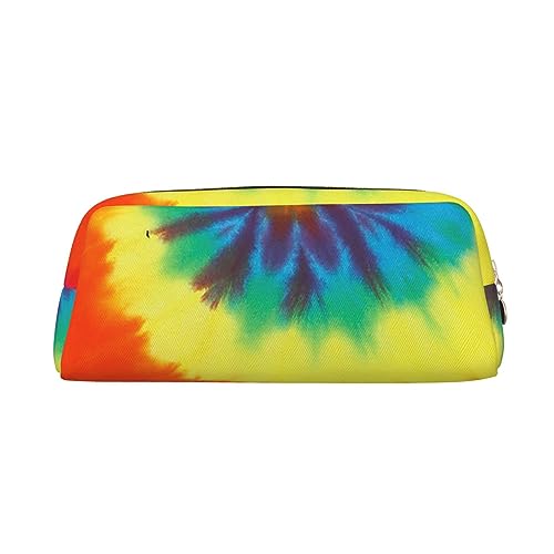 VACSAX Leder Federmäppchen Regenbogen Spirale Tie Dye Print Stift Fall Bleistift Tasche Leder Bleistift Beutel Schreibwaren Tasche, gold, Einheitsgröße, Taschen-Organizer von VACSAX