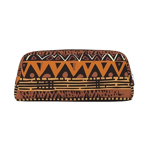 VACSAX Leder Federmäppchen afrikanischen Schlamm Tuch Tribal Print Stift Fall Bleistift Tasche Leder Bleistift Beutel Schreibwaren Tasche, silber, Einheitsgröße, Taschen-Organizer von VACSAX