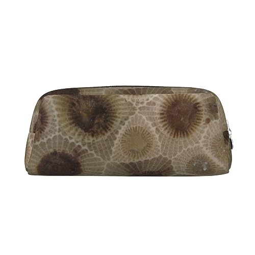 VACSAX Petoskey Federmäppchen aus Leder, mit Steindruck, Federmäppchen, Federmäppchen, Schreibwaren-Tasche, Organizer, silber, Einheitsgröße, W3e87ft3g8f von VACSAX