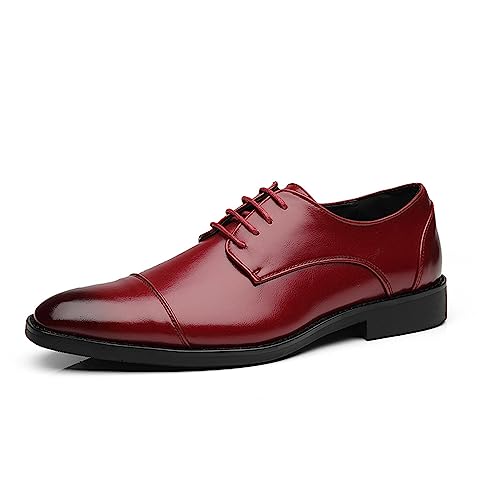 VACSAX Schwarz Anzugschuhe Herren Klassischer Business Schuhe Schnürschuhe Business Derby Oxford Hochzeit Schuhe,Rot,43 EU von VACSAX