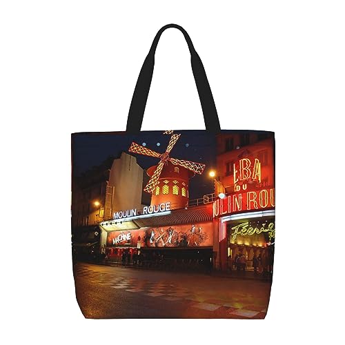 VACSAX Tote Bag für Frauen Ölgemälde Ente Druck Schulter Taschen Casual Handtaschen, Moulin Rouge, Einheitsgröße von VACSAX