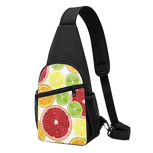 Wasserfarbe Zitrone Frucht Sommer Druck Sling Rucksack Unisex Sport Brust Taschen Crossbody Umhängetasche, Schwarz , Einheitsgröße von VACSAX