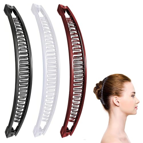 VACUBXBY 3 Stück Bananen-Haarklammern Damen, Bananenspange Haare für Frauen Langes Haarspangen Friseurbedarf Hair Clip Fischschwanz für Dickes Haar Eleganter Haarschmuck von VACUBXBY