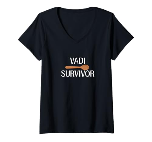 Damen Lustige Malayalam-Sprache VADI T-Shirt mit V-Ausschnitt Damen Lustige Malayalam-Sprache VADI T-Shirt mit V-Ausschnitt von VADI SURVIVOR WOODEN SPOON