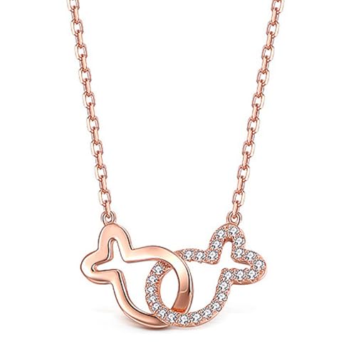 VAEIORP 1 pcs Niedliche doppelte Fisch Halskette einstellbare Größe doppelte Fischkette Edelstahlschmuck für Frauen von VAEIORP