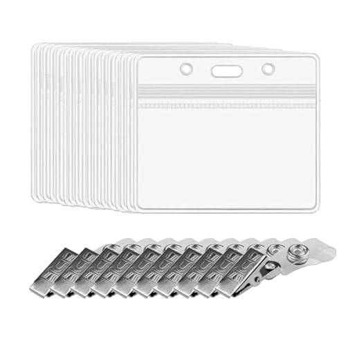 VAEIORP 10 Pcs Ausweis Kartenhalter mit Clips Transparent Ausweishalter Kartenhülle für Namensschilder von VAEIORP