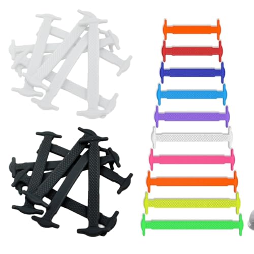 VAEIORP 3 Pairs No Tie Shoelaces für Kinder und Erwachsene Wasserdichte Silikon flache elastische Sportlauf Schnürsenkel mit Multicolor für Sneaker Stiefel Brettschuhe und Freizeitschuhe von VAEIORP