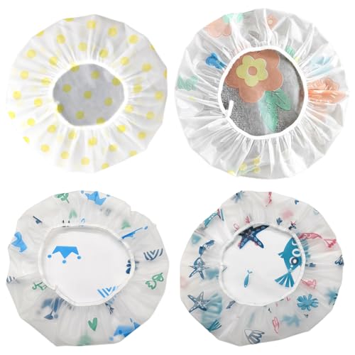 VAEIORP 4 pcs Duschhaube Damen Elastische Duschkappe Wasserdichte Duschhauben Wiederverwendbare Dusche Kappen für Mädchen Frauen Damen Salon von VAEIORP