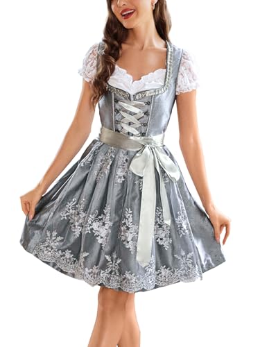 VAFADRESS Kostüme 3 Pcs Oktoberfest Kleid Damen Deutsches Dirndl Kleid für Bayerisches Oktoberfest Karneval Outfits Grau M VAFADRESS Kostüme 3 Pcs Oktoberfest Kleid Damen Deutsches Dirndl Kleid für Bayerisches Oktoberfest Karneval Outfits Grau M von VAFADRESS