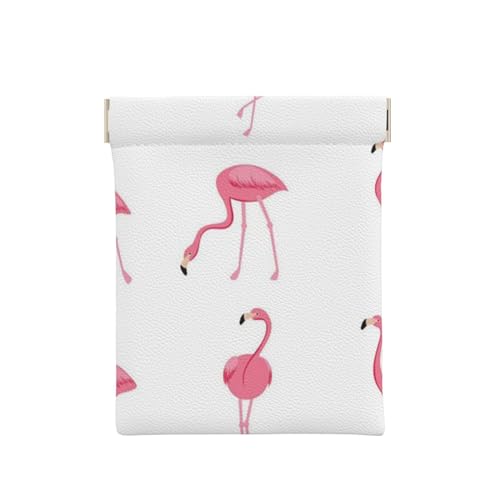 Italienische Flagge, einzigartige Leder-Münzgeldbörse – Mini- und moderner Münzhalter, sicherer und tragbarer Münz-Organizer mit Vintage-Charme, Flamingos auf Weiß, Einheitsgröße, Geldgürtel von VAGILO