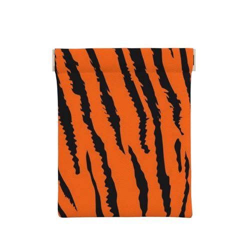 Soccer Schwarze einzigartige Leder-Münzgeldbörse – Mini- und moderner Münzhalter, sicherer und tragbarer Münz-Organizer mit Vintage-Charme, Orange Tiger Leopard, Einheitsgröße, Geldgürtel von VAGILO