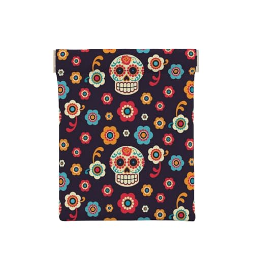 Tropischer Sonnenuntergang, einzigartige Leder-Münzgeldbörse – Mini- und moderner Münzhalter, sicherer und tragbarer Münz-Organizer mit Vintage-Charme, Sugar Skulls, Einheitsgröße, Geldgürtel von VAGILO