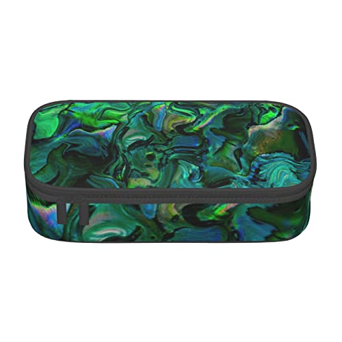 VAGILO Bunte Buspalme großes Fassungsvermögen mehrlagiges Federmäppchen – ein multifunktionales, langlebiges und tragbares Etui für Bleistifte, Kosmetik und Toilettenartikel, Abalone Perlmutt, von VAGILO