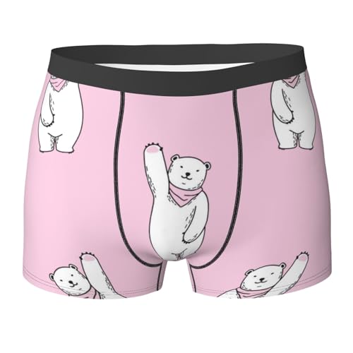 VAGILO Einzigartige 3D-Tier-Delfin-Boxershorts für Herren – atmungsaktiv, leicht und bequem – langlebige und dehnbare Boxershorts mit elastischem Bund, Eisbär pink, L/3XL von VAGILO