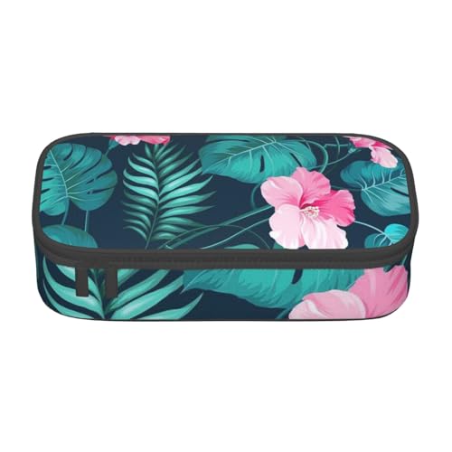 VAGILO Hawaii Pink Flower Große Kapazität Layered Pencil Case - Ein multifunktionales, langlebiges und tragbares Etui für Bleistifte, Kosmetik und Toilettenartikel Organisation, Hawaii Rosa Blume, von VAGILO