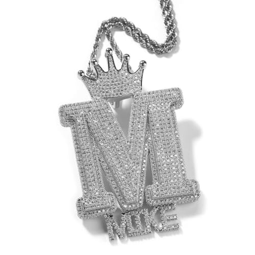A-Z Krone Initial Halskette Benutzerdefinierte Name Halskette Personalisierte 18K Gold überzogene Iced Out Brief Anhänger mit kubanischen Link Kette Hip Hop Schmuck Geschenk für Männer Frauen von VAKTWPDLY