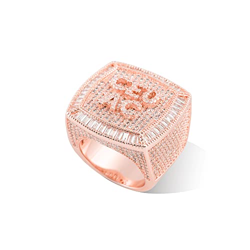 Benutzerdefinierte Anfangsbuchstabe Ring Iced Out Mens Bling Punk Ring Personalisierte Name Ringe Luxus Cubic Zirkonia Quadrat Chunky Band 18K Gold überzogener Hip Hop Schmuck für Männer Frauen von VAKTWPDLY