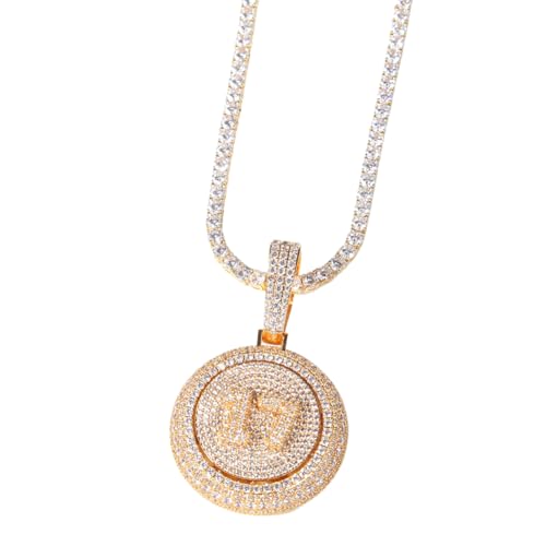 Benutzerdefinierte Anfangsbuchstaben Halsketten personalisiert Iced Out rotierende Anhänger Kette 18K Gold plattiert voll CZ Diamant Bling Bling Halskette Hip Hop Schmuck Geschenk für ihn ihr von VAKTWPDLY