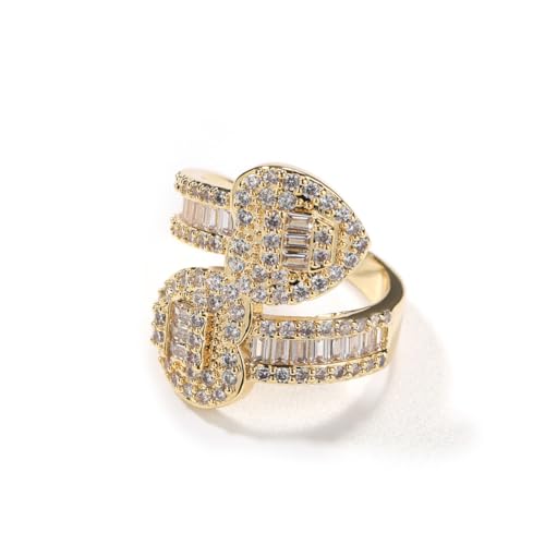 Herzringe für Frauen, 18 Karat vergoldet, mit Bling-Eisbesatz, 5A-Zirkonia-Liebesringe, Verlobungsringe, Eheringe, Hip-Hop-Schmuck für Männer und Frauen Herzringe für Frauen, 18 Karat vergoldet, mit Bling-Eisbesatz, 5A-Zirkonia-Liebesringe, Verlobungsringe, Eheringe, Hip-Hop-Schmuck für Männer und Frauen von VAKTWPDLY
