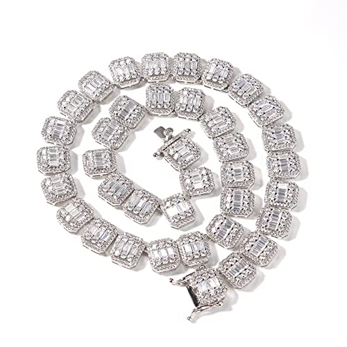 Iced Out Tennis Choker Halsketten, 18K Gold überzogene 13mm Quadratische funkelnde Clustered Block Tennis Kette Armband Halskette Bunte CZ Diamant Kubanische Link Kette Hip Hop Schmuck für Männer Iced Out Tennis Choker Halsketten, 18K Gold überzogene 13mm Quadratische funkelnde Clustered Block Tennis Kette Armband Halskette Bunte CZ Diamant Kubanische Link Kette Hip Hop Schmuck für Männer von VAKTWPDLY