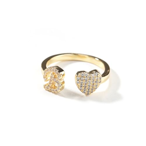Individuelle Initialenringe für Frauen, 18 Karat vergoldete CZ-Diamant-Ringe mit offenem Alphabet A-Z, verstellbare Buchstaben-Herzringe, personalisierte Schmuckgeschenke für Frauen und Männer Individuelle Initialenringe für Frauen, 18 Karat vergoldete CZ-Diamant-Ringe mit offenem Alphabet A-Z, verstellbare Buchstaben-Herzringe, personalisierte Schmuckgeschenke für Frauen und Männer von VAKTWPDLY