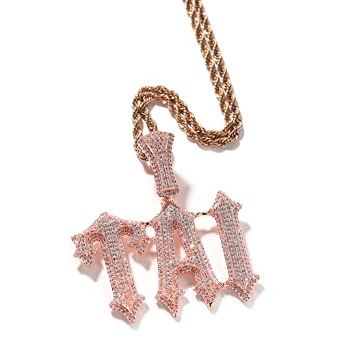 Personalisierte Name Halskette Bunte simulierte Diamant Iced Out Kette für Männer Hip Hop benutzerdefinierte Buchstaben Halskette 18K Gold plattiert A-Z Namensschild Anhänger mit Tennis-Kette von VAKTWPDLY