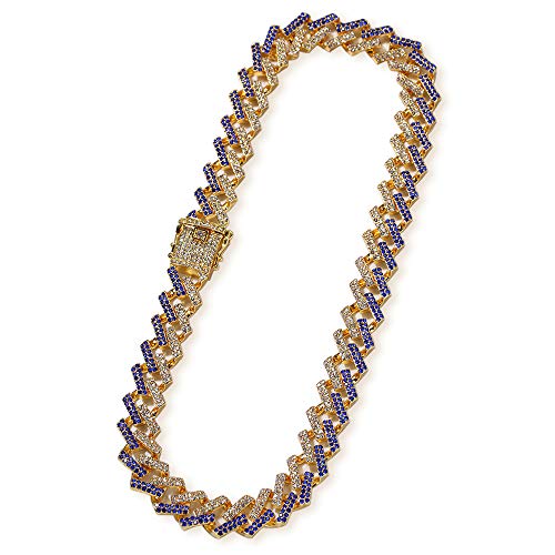 VAKTWPDLY 15MM Chunky Cuban Chain Halskette Hip Hop Cuban Chain Halskette für Männer & Frauen - 18K Gold Plated Colorful Diamond Cuban Link Chain, Streetwear Style von VAKTWPDLY
