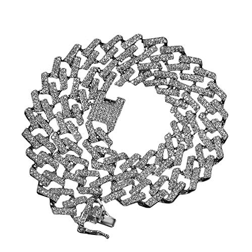 VAKTWPDLY 15MM Chunky Cuban Chain Halskette Hip Hop Cuban Chain Halskette für Männer & Frauen - 18K Gold Plated Colorful Diamond Cuban Link Chain, Streetwear Style VAKTWPDLY 15MM Chunky Cuban Chain Halskette Hip Hop Cuban Chain Halskette für Männer & Frauen - 18K Gold Plated Colorful Diamond Cuban Link Chain, Streetwear Style von VAKTWPDLY
