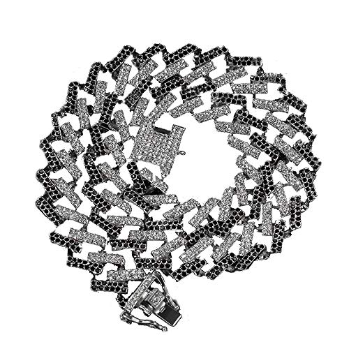 VAKTWPDLY 15MM Chunky Cuban Chain Halskette Hip Hop Cuban Chain Halskette für Männer & Frauen - 18K Gold Plated Colorful Diamond Cuban Link Chain, Streetwear Style von VAKTWPDLY