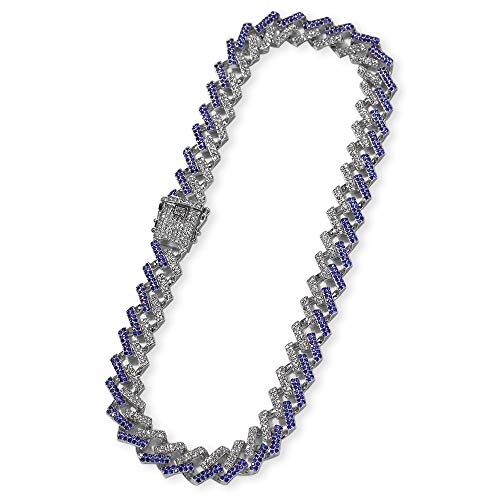 VAKTWPDLY 15MM Chunky Cuban Chain Halskette Hip Hop Cuban Chain Halskette für Männer & Frauen - 18K Gold Plated Colorful Diamond Cuban Link Chain, Streetwear Style von VAKTWPDLY