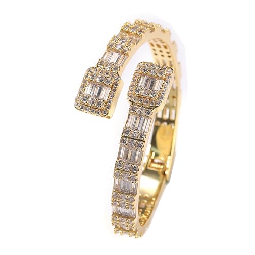 VAKTWPDLY 18K Gold überzogene Baguette Cut CZ Diamant Armreif Kristall Manschette Armband 7 Zoll Hip Hop Mode Iced Out Diamant Manschette Armreif Perfekt für Rap Performance Street Dance Wettbewerb VAKTWPDLY 18K Gold überzogene Baguette Cut CZ Diamant Armreif Kristall Manschette Armband 7 Zoll Hip Hop Mode Iced Out Diamant Manschette Armreif Perfekt für Rap Performance Street Dance Wettbewerb von VAKTWPDLY