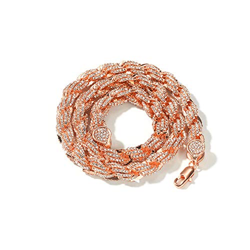 VAKTWPDLY 9MM Sparkling Rope Chain Halskette für Männer - Durable Twisted Rope Chain 18K vergoldet Ketten Halsketten Hip Hop Schmuck, perfekt für jeden Tag tragen oder Geschenke, Trendy Urban Style von VAKTWPDLY