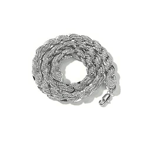 VAKTWPDLY 9MM Sparkling Rope Chain Halskette für Männer - Durable Twisted Rope Chain 18K vergoldet Ketten Halsketten Hip Hop Schmuck, perfekt für jeden Tag tragen oder Geschenke, Trendy Urban Style von VAKTWPDLY