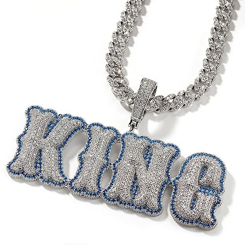 VAKTWPDLY Benutzerdefinierte Blase Brief Name Halskette 18K Gold überzogene bunte Diamant Kette Iced Out Anhänger Personalisierte Namensschild Anhänger Hip Hop Name Halskette für Männer Frauen von VAKTWPDLY