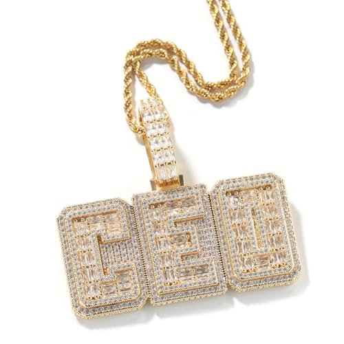 VAKTWPDLY Benutzerdefinierte Buchstaben Name Anhänger 18K Gold plattiert Iced Out Namensschild Anhänger mit Tenniskette Personalisierte Name Halskette Chunky Hip Hop Halskette für Männer Frauen von VAKTWPDLY