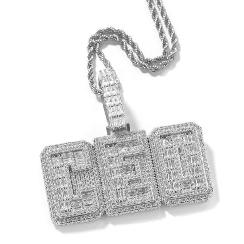 VAKTWPDLY Benutzerdefinierte Buchstaben Name Anhänger 18K Gold plattiert Iced Out Namensschild Anhänger mit Tenniskette Personalisierte Name Halskette Chunky Hip Hop Halskette für Männer Frauen von VAKTWPDLY