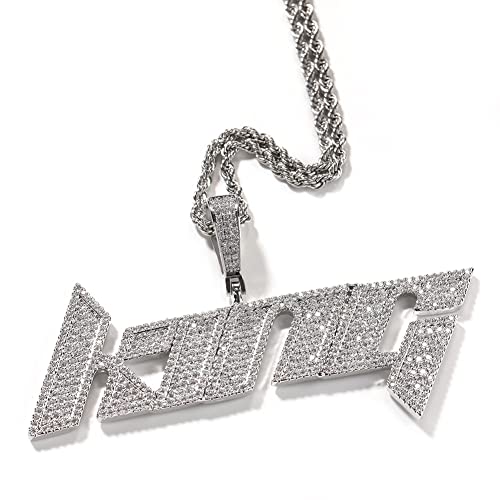 VAKTWPDLY Custom Initial Letter Anhänger Halskette 18K Gold plattiert Iced Out Kette Personalisierte Name Anhänger Hip Hop Stil Halskette mit Tennis-Kette für Männer Frauen von VAKTWPDLY