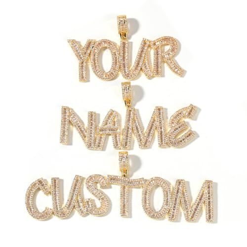 VAKTWPDLY Diamant Kette Benutzerdefinierte Name Halskette Personalisierte Anfangs Brief Anhänger Halsketten Hip Hop Iced Out Brief Anhänger Bling Alphabet Name Schmuck Geschenke für Männer Frauen von VAKTWPDLY